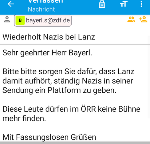 Meine Mail an Bayerl.s vom #ZDF