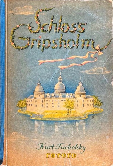 Frontdeckel des Buches Schloss Gripsholm von Kurt Tucholsky, hier eine Ausgabe des Rowohlt Verlags, Hamburg, 1950.