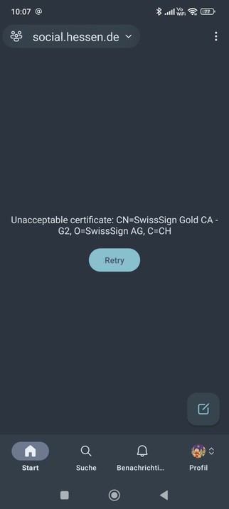 unacceptable certificate