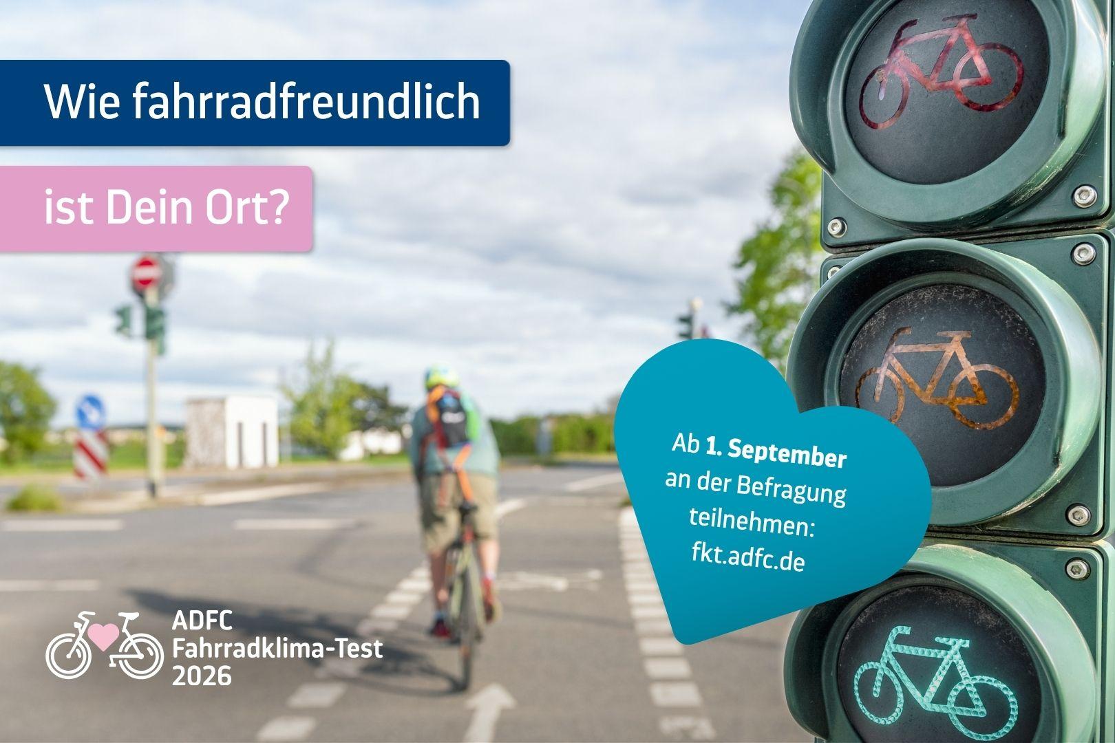 Ab 1. September teilnehmen am 
ADFC Fahrradklimatest 2026
